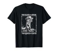 Too Slick to Stick Cowboy Fox Design T-Shirt