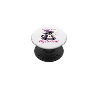 Too Tired To Be Mysterious Cat Witch Coffee PopSockets Adhesive PopGrip