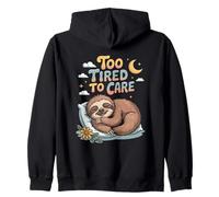 Too Tired to Care Sloth Sleeping Funny Cute Lazy Sloth Zip Hoodie