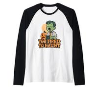 Too Tired to Haunt Coffee Zombie Raglan Baseball Tee
