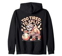 Too Tired To Split Funny Sloth Bowling Zip Hoodie