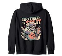 Too Tired To Split Funny Sloth Bowling Zip Hoodie