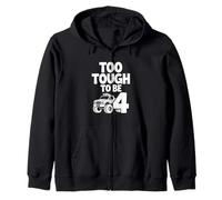 Too Tough To Be 4 Monster Truck Fourth Birthday Zip Hoodie