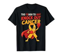 Too Tough to Quit Knock Out Cancer Ribbon Boxing Fighter T-Shirt