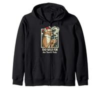 Too Wild For the North Pole Christmas Coyote Funny Coffee Zip Hoodie