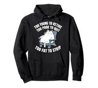 Too Young To Retire Too Poor To Quit Too Fat Strip Cat Pullover Hoodie