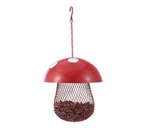 Tooarts Mushroom-shaped Bird Feeder Wild Bird Seed Feeder Outdoor Decorative Garden Metal Hanging Food Mesh House