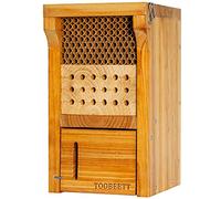 TOOBEETT Mason Bee House Wax Coated Mason Bee Hive Wooden Insect Hotel Carpenter Bee House for Outdoors Attracts Peaceful Bee Pollinators to Your Garden