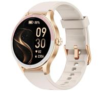 TOOBUR Smart Watch for Women, 40mm HD Smartwatch, Compatible with Android & iOS, Answer/Make Calls, Fitness Watch with Step/Calorie/HR Tracker, IP68, Gorgeous & Comfy, Gift for Lady, Beige