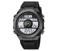 TOOCAT Multi-Functional Outdoor Watch for Men and Women,50M Waterproof Digital Watch Counts Steps and Calories, no Need to Connect to a Cell Phone, no Need to Charge, Black White, Sports style