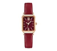 TOOCAT Women Wrist Watch Mini Ultra-Thin Elegant Simple Square Quartz Watches with Leather Strap 30M Waterproof Analog Watches for Females Students Ladies, Big Red