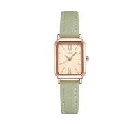TOOCAT Women Wrist Watch Mini Ultra-Thin Elegant Simple Square Quartz Watches with Leather Strap 30M Waterproof Analog Watches for Females Students Ladies, Green Rose Gold, Classic