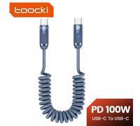 Toocki 100W USB C To USB Type Cable Spring Telescopic Car Phone Charger Type C Cable For Macbook iPhone 15 Samsung Huawei Xiaomi 2pc 60W Blue