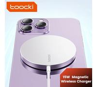 Toocki 15W Magnetic Wireless Charger For iPhone 14 QI Fast Wireless Charging Pad For iPhone 13 12 Ultra Thin 5.5mm Phone Charger 2 Pack White