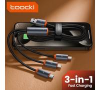 Toocki 3 In1 USB To Type C Micro Lightning Cable For iPhone 14 13 12 3.5A Fast Charging Data Wire Samsung Xiaomi 12 Huawei Oppo 2Pcs Black