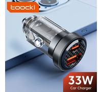 Toocki 33W Car Charger Quick Charge PD 3.0 SCP 5A USB Type C Car Phone Charge Fast Charging For iPhone 14 13 Xiaomi Samsung S23