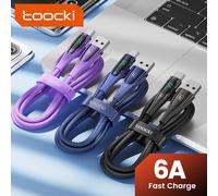 Toocki 6A 100W USB C to USB C Cable Fast Charging USB Type C Cable Digital Display Data Cord For MacBook Xiaomi Realme Samsung Purple