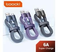 Toocki 6A USB To Type C Cable For Huawei Xiaomi POCO Samsung 100W Fast Charging Charger USB C Data Cord TypeC Cable For Realme Purple 2M