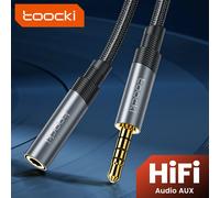 Toocki Aux Cable 3.5mm Male to Female Audio Extension Speaker Cable with Microphone For Car Headphone For Samsung TV Box Laptop 4 Black