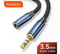 Toocki Aux Cable 3.5mm Male to Female Jack Audio Male Extension Speaker Wire with Microphone for Headphone Xiaomi Extender Cord 4-Section 3m Grey