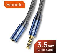Toocki Aux Cable Jack 3.5mm Male to Female Male Audio Extension Speaker Cable with Microphone for Headphone Xiaomi Extender Cord Support Mic Grey