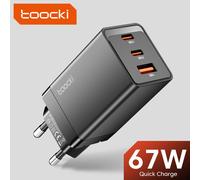 Toocki GaN 67W Charger QC4.0 PD3.0 Fast Charging USB Type C Charger for Macook iPhone 14 13 12 Pro Max Samsung S23 Xiaomi Tablet