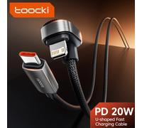Toocki PD 20W USB C to Lightning Cable for iPhone 14 13 12 11 Pro Max 2.4A Fast Charging USB-C U-shaped for iPad Gaming Cable black