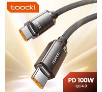 Toocki PD100W Fast Charging Cable USB C To C For iPhone 15 Type C To Type C Wire Phone Charger For Samsung Xiaomi Hoco Data Cord 2M Black