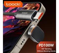 Toocki PD100W USB Type C to USB C Cable for iPhone 16 15 Pro Samsung S23 5A Fast Charging QC4.0 USB-C U-shaped Gaming Cable Grey