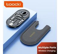 Toocki Type C Cable Multi-Functional Organizer With Set Watch Wireless Charger OTG Cable Kit Micro USB Type C Lighting Adapter Black
