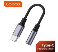 Toocki Type C to 3.5mm Earphone Jack AUX USB C Cable Headphones Adapter 3.5 Jack Audio cable For Huawei P20 Xiaomi Mi 13 Samsung 2 Pack Grey
