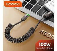 Toocki Type C To USB C Cable PD100W Fast Charging Wire For Samsung Xiaomi Huawei LED Display Spring Data Cord For iPhone 15 Pro C-C 100W 1.2m