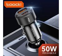 toocki USB Car Charger Fast Charging 50W PD Type C Quick Charge USB C Car Phone Charger 12v 24v For iPhone 1413 12 Xiaomi 13 12