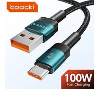 Toocki USB Type C Cable Fast Charging USB C Charger Cord For iPhone 15 14 13 12 11 Huawei P40 P30 Realme Oppo Oneplus Power Bank 100W C to C Black