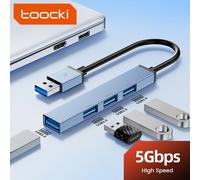 Toocki USB3.0 Multiport HUB 4 Ports USB-A Splitter High Speed USB Expander Adapter for Mouse Keyboard MacBook Laptop Accessories Blue