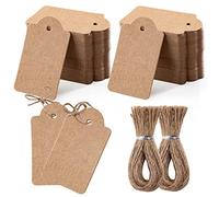 Toocoo 200pcs Premium Gift Tags with 200 Root Natural Jute Twine - Double-Sided Kraft Paper Price Labels for Crafts, Jewelry, Wedding, Christmas, Thanksgiving