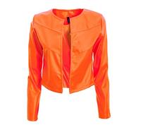 Toocool Faux Leather Jacket Women, Ladies Leather Jacket, Biker Jacket, Zipperless Short Faux Leather Bolero VI-2601 [One Size, Fluo Orange]