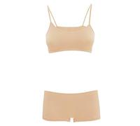Toocool Girl's Underwear Set: Crop Bra for Girls and Cycling Shorts for Dance, Gymnastics, and Fitness, Complete Set of Underwear for Kids LO-TZ078 [12-14, Beige]