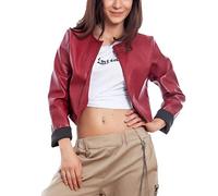 Toocool Women's Bordeaux Faux Leather Short Bolero Jacket, Modern Style, Zipperless, L, EU 44