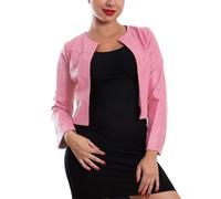 Toocool Women's Cropped Faux Leather Bolero Open Front Shrug One Size VI-2601 [Pink]