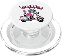 Toodeloo Cat On A Scooter Funny Cute Retro Pet Lover PopSockets PopGrip for MagSafe