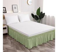 Toodou Easy to Install Wrap Around Bed Skirt Three Fabric Sides Elastic Dust Ruffled 21 Inch Tailored Drop, Fade Resistant-Sage Green, Full