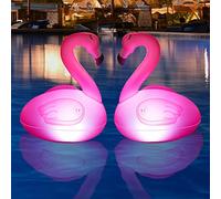 Toodour Floating Pool Lights, 2 Packs Solar Flamingo Pool Lights That Float, Waterproof Glow in The Dark Inflatable Solar Powered Flamingo Light for Swimming Pool, Party, Garden, Patio, Outdoor Decor