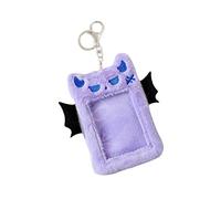 Tooe 3 Inch Kpop Photocard Holder Keychain Y2K Kawaii Korean Cardholder Plush Devil Cover Cute Aesthetic Photo Sleeve, Brown, Modern