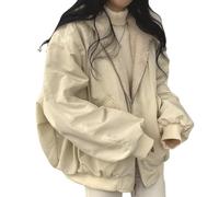 Tooe Women's Gothic Zip Up Hoodie Goth Fleece Fur Y2K Coats Cyber Punk Grunge Jackets Dark Academia Acubi Top Clothing, Apricot, Small