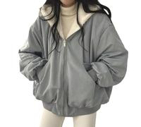 Tooe Women's Gothic Zip Up Hoodie Goth Fleece Fur Y2K Coats Cyber Punk Grunge Jackets Dark Academia Acubi Top Clothing, Blue, Medium