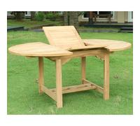 tooele wooden round extending dining table in teak