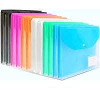 TOOELMON A4 Plastic Wallets 12 Pack - Holds 200+ A4 Sheets, Ideal for School, Office, Home