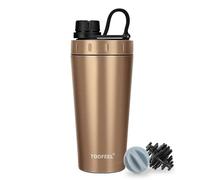 TOOFEEL Insulated Protein Shaker Bottle - 20 oz Stainless Steel Shaker Cups for Protein Shakes, Stays Cold/Hot, Double Walled Vacuum Metal Protein Shaker, BPA Free Leakproof Gym Shaker Bottle