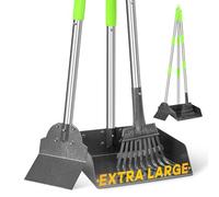 TOOGE Larger Pooper Scooper, Dog Pooper Scooper for Large Medium Small Dogs Heavy Duty Long Handle Metal Tray Rake Shovel Set for Yard Grass
